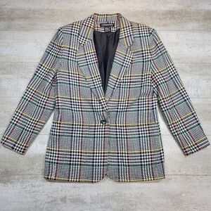 Multi Color Houndstooth Wool Blazer